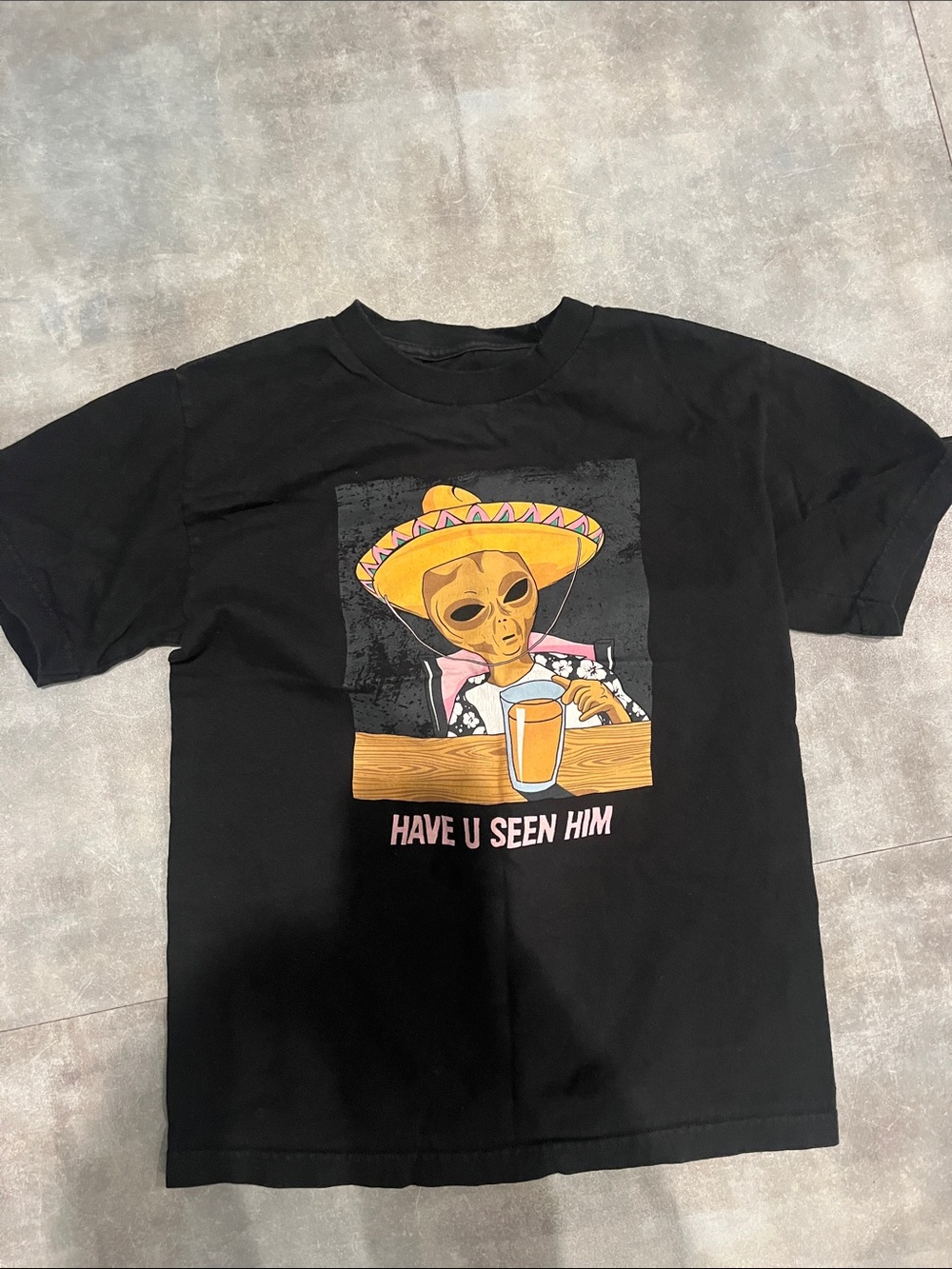 Lil Mayo Black Short Sleeve Tee with Yellow and Pink Graphic